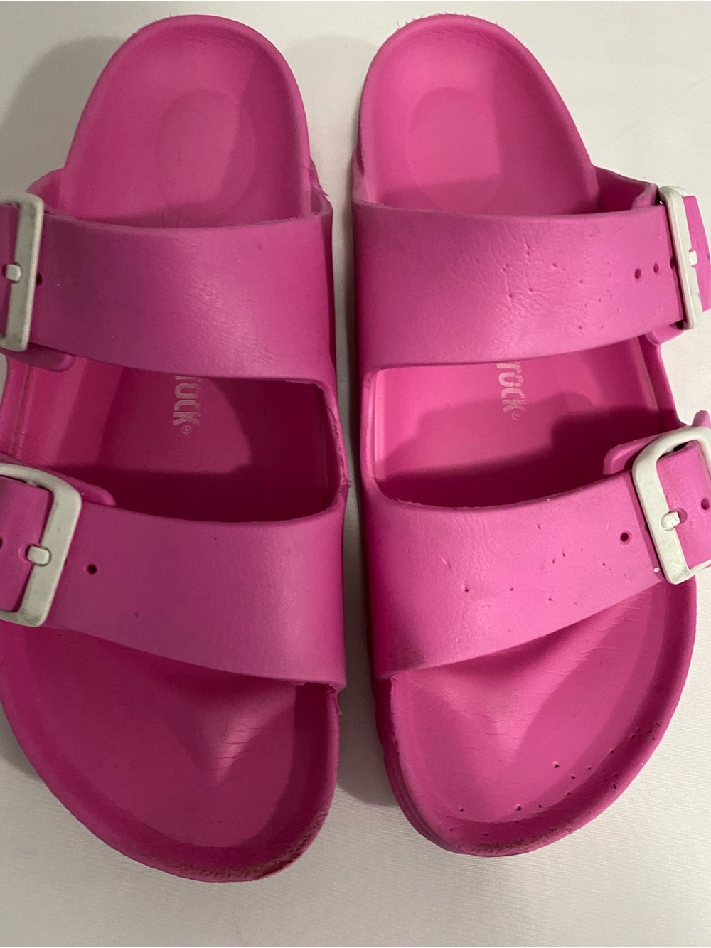 Women’s Arizona EVA Bright Pink Slides Size 9-9.5 Used